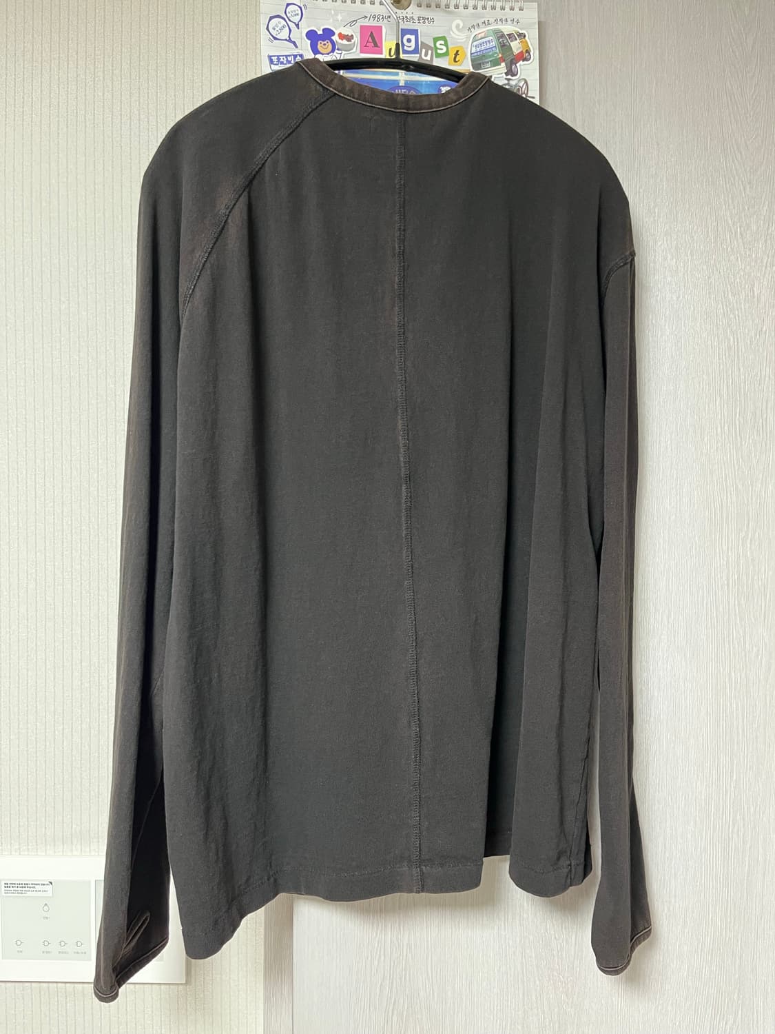 Double Henley Neck Tee Bleached Black 상품이미지3