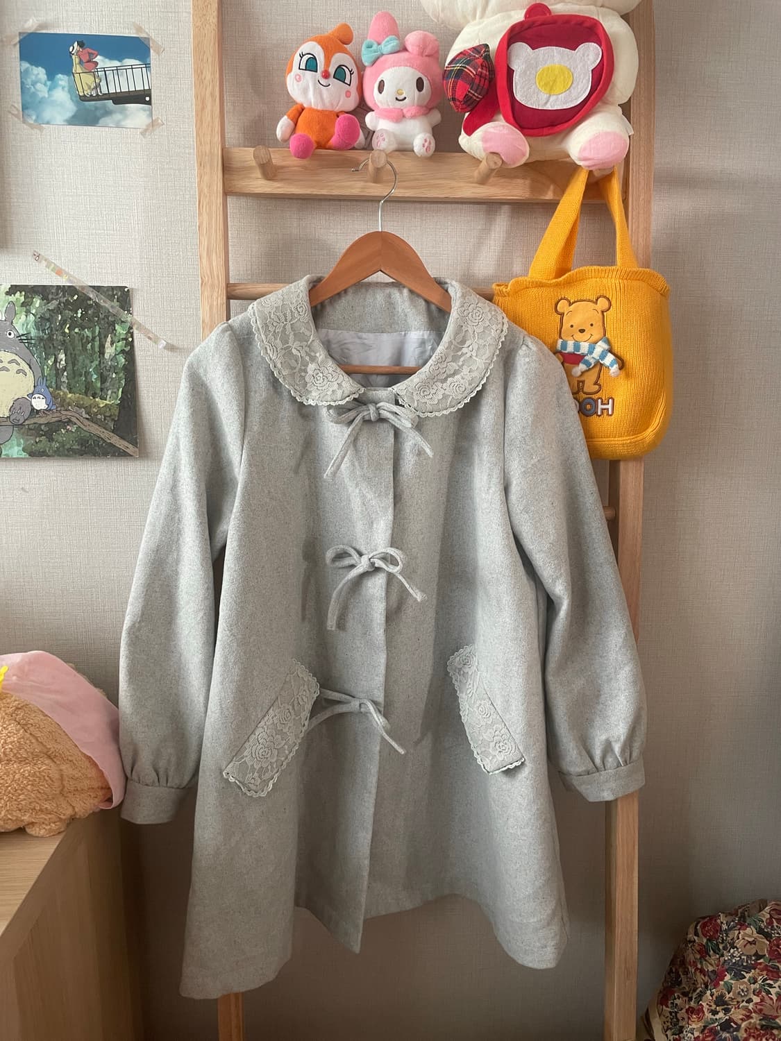 모리걸 빈티지 리본 레이스 카라 코트 🤍🎀 상품이미지2