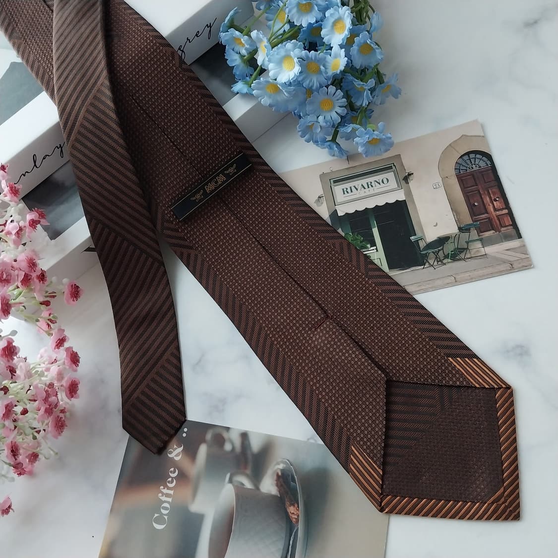 MCM 실크 브라운 스트라이프 넥타이 9.5cm A+등급 K1583
 상품이미지5