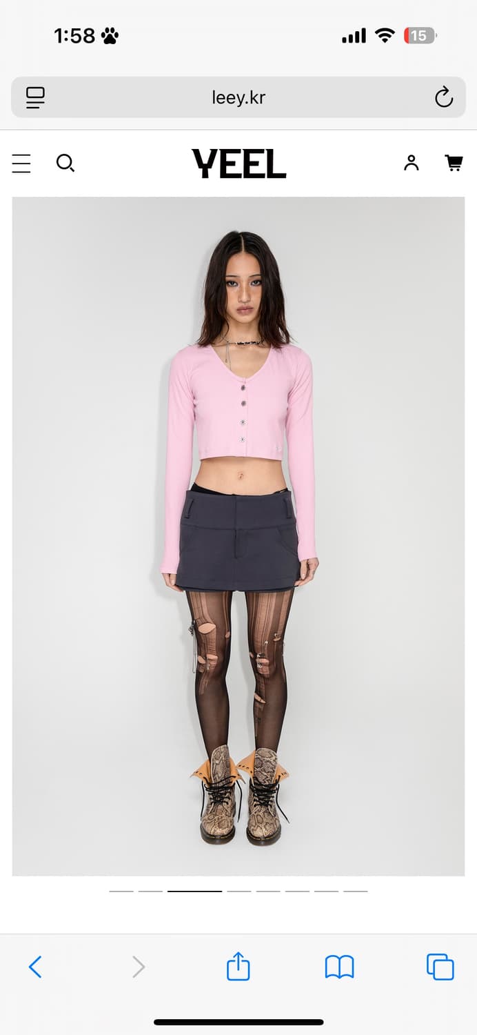 Yeel LOGO BUTTON CROPEED CARDIGAN PINK 상품이미지1