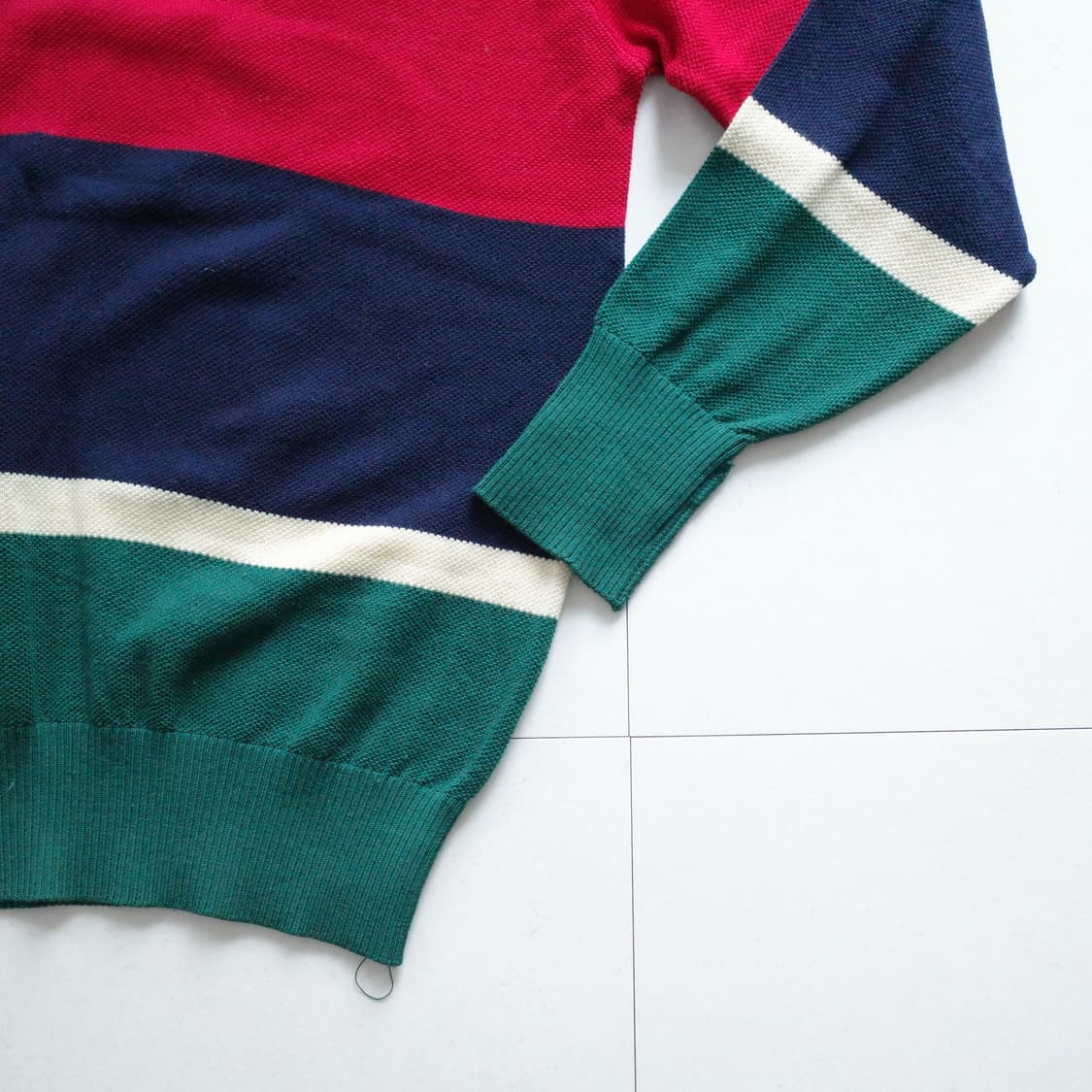 80s [영국산] 폴로 랄프로렌 울 니트 XL 브이넥 빅스트라이프 상품이미지4