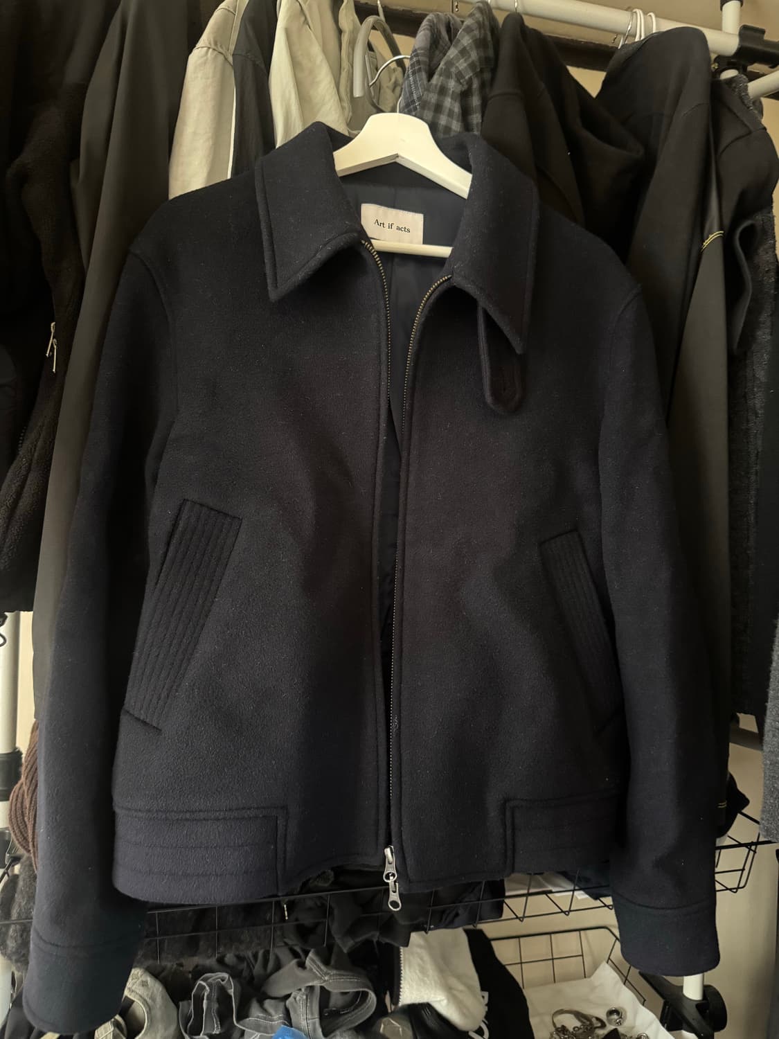 아트이프액츠 캐시미어 해링턴 블루종 m 사이즈 상품이미지6