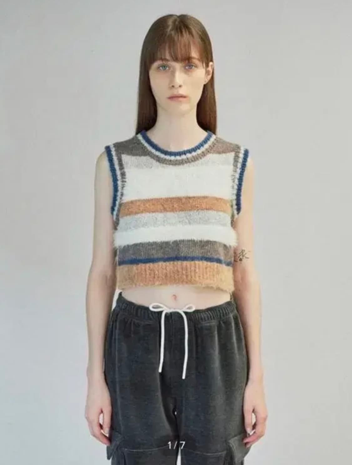 다이애그널 믹스드 스트라이프 니트 베스트 상품이미지3