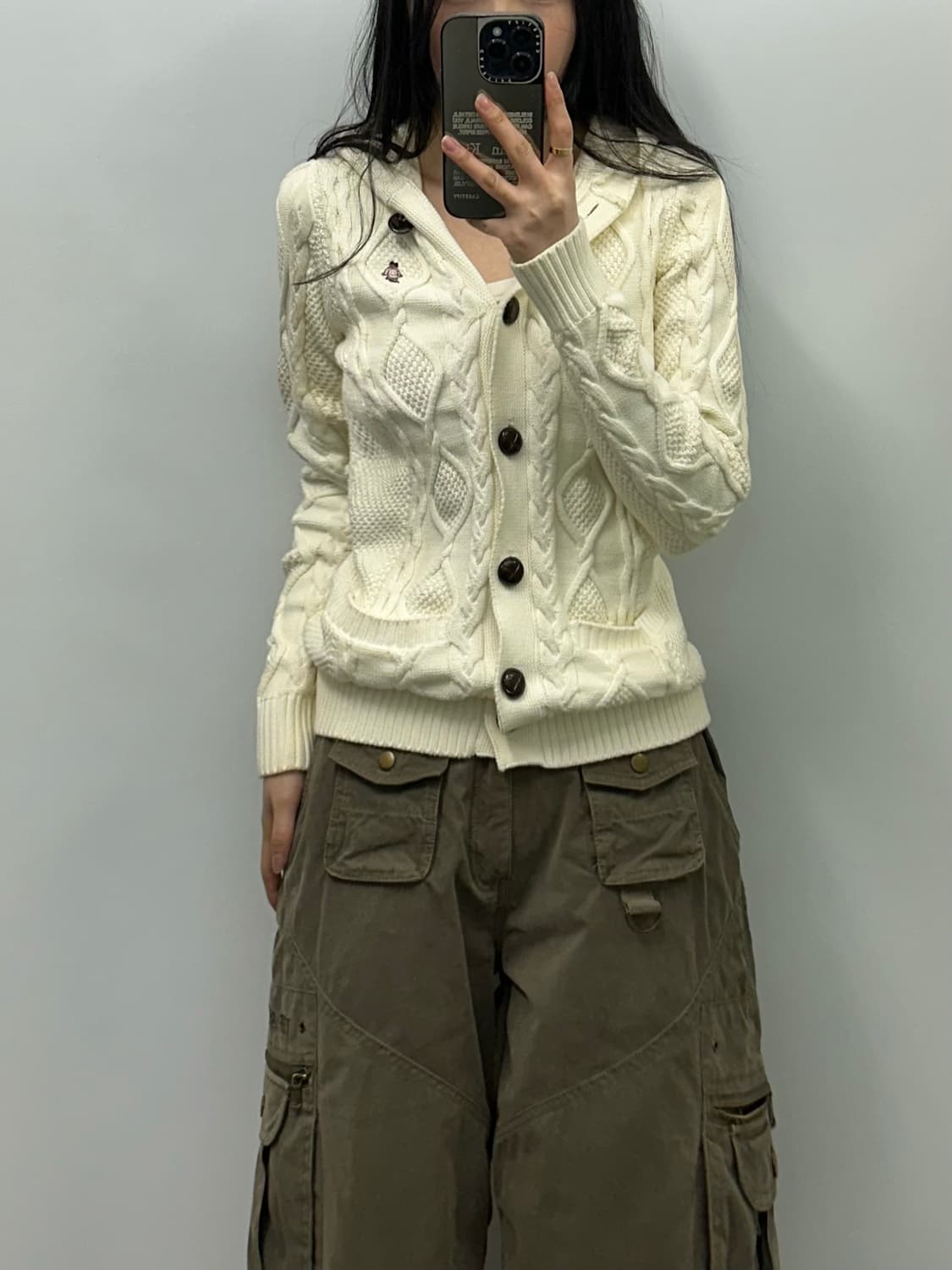 티니위니 케이블 니트 버튼 후드 가디건  상품이미지1