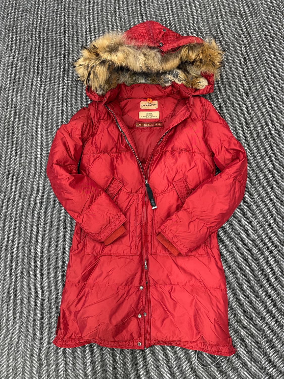 파라점퍼스 퍼 롱 파카 레드 상품이미지1