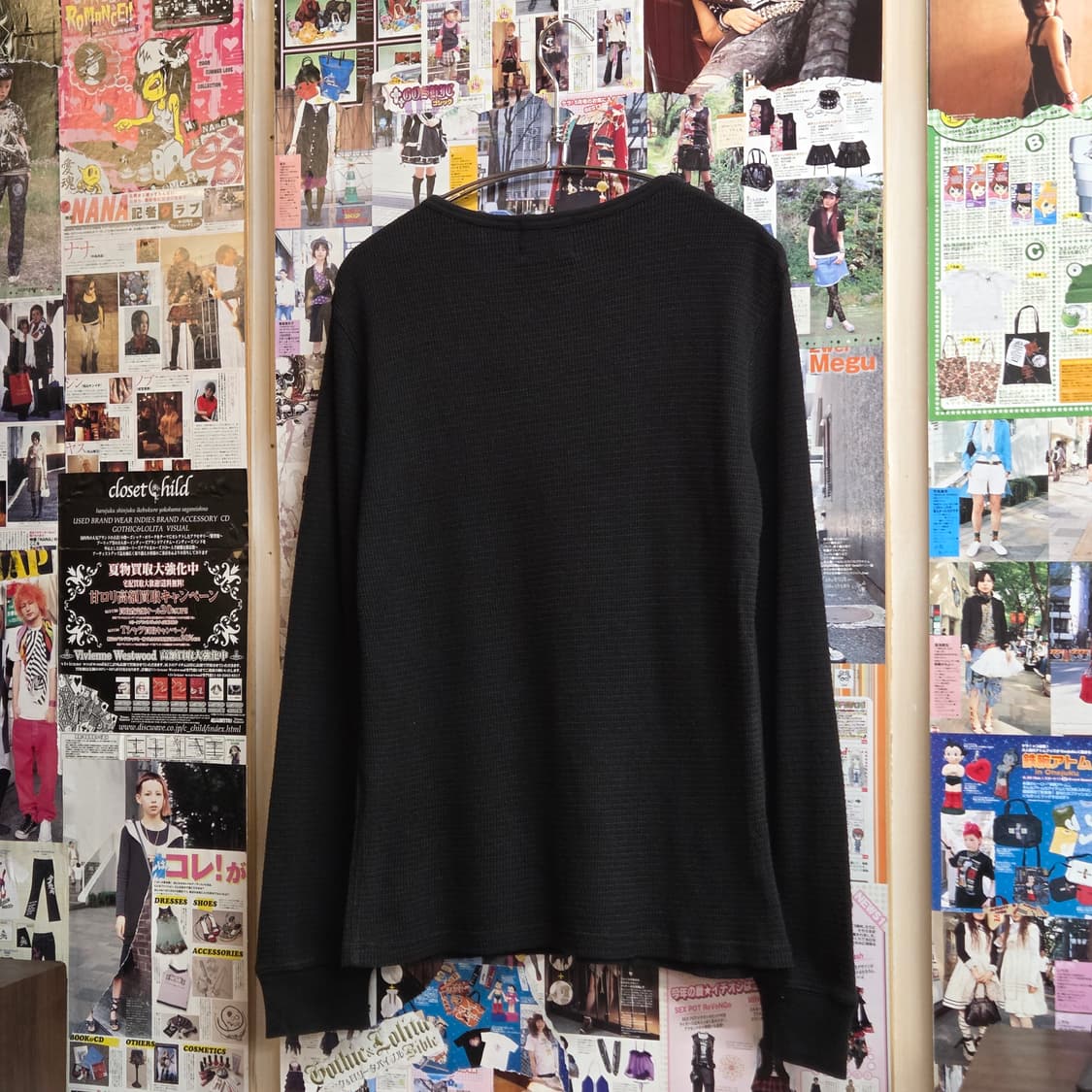 JPN 블랙 프라임 자수 레터링 와플 롱슬리브 상품이미지4