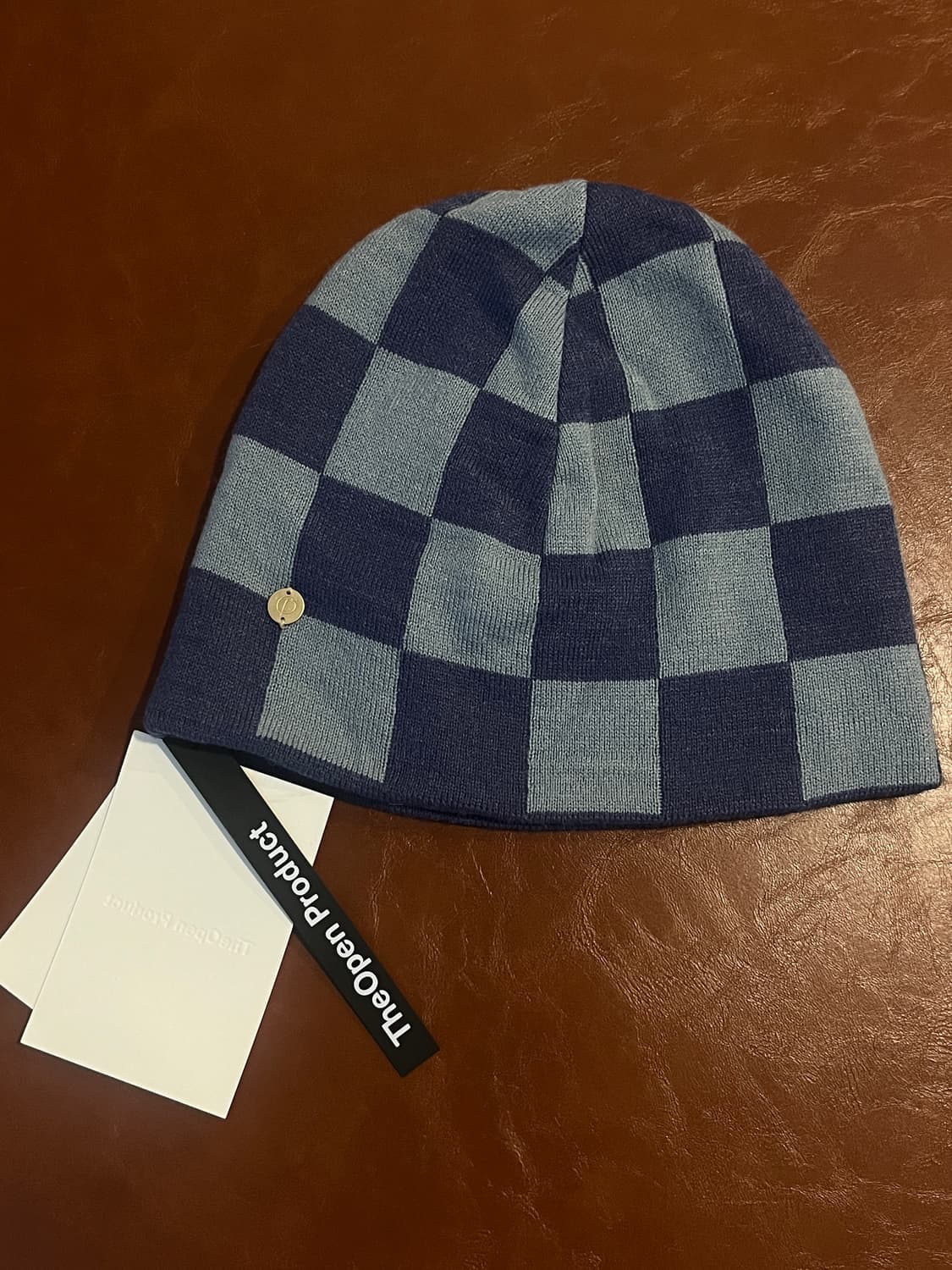 더 오픈 프로덕트 체스보드 체크 비니 스카이블루 상품이미지1