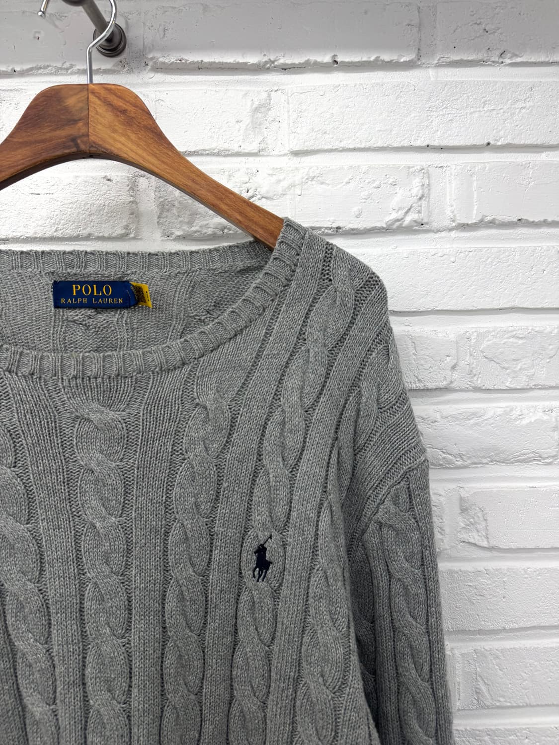 폴로 그레이 케이블 니트 상품이미지4