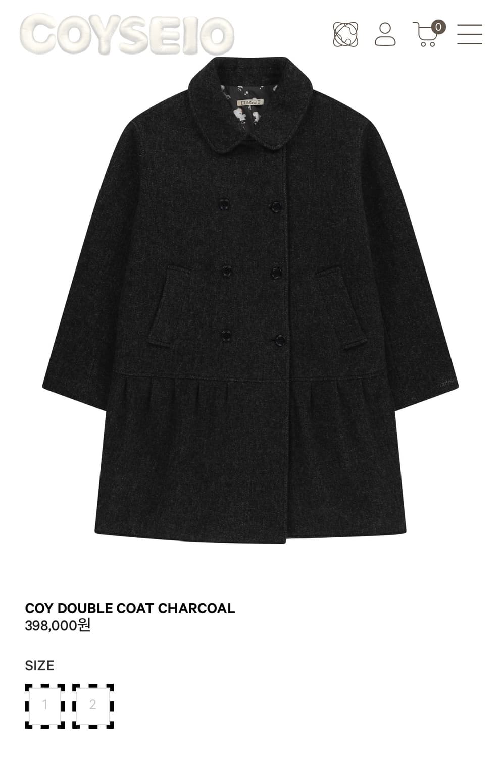 코이세이오 더블 코트 챠콜 상품이미지1