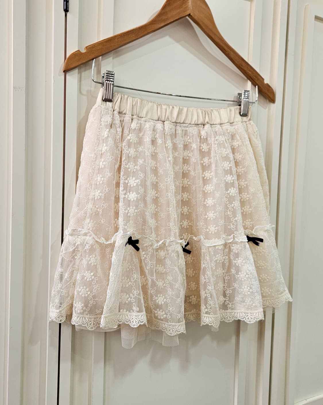 아이보리 레이스 리본 미니 스커트 상품이미지2