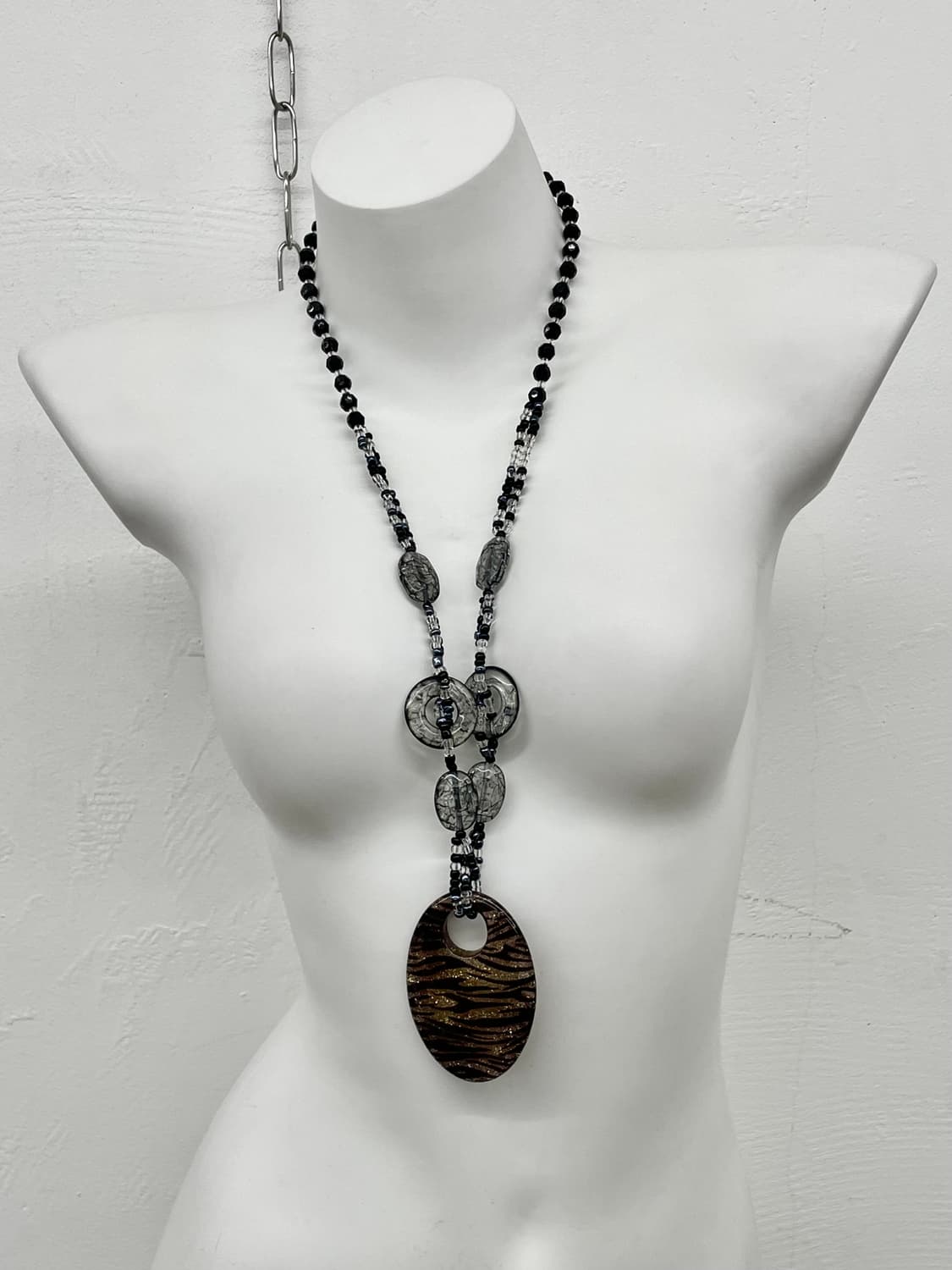 y2k 지브라 비즈 글리터 롱 네크리스 상품이미지4