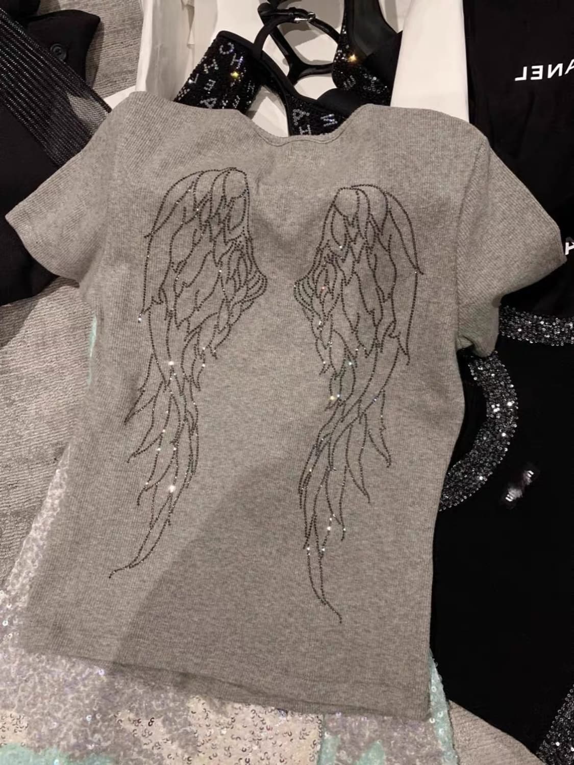 엔젤 큐빅 천사날개 반팔 티셔츠 상품이미지4