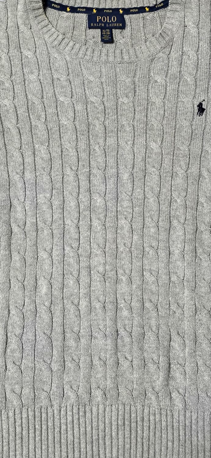 폴로 랄프로렌 우먼 꽈배기 니트 XL 회색 상품이미지5