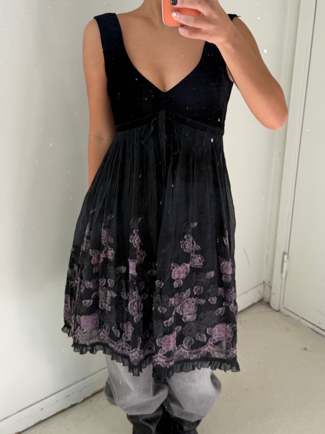 일본빈티지 연말룩 로즈 벨벳 원피스 상품이미지2