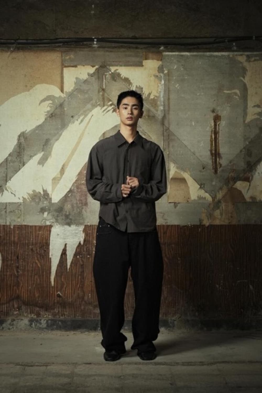 (OS) yiyae 리버시블 셔츠 브라운 차콜 상품이미지3