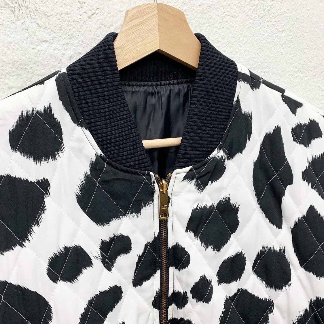 JPN 빈티지 밀크카우 퀄팅 리버시블 크롭 봄버자켓 상품이미지3