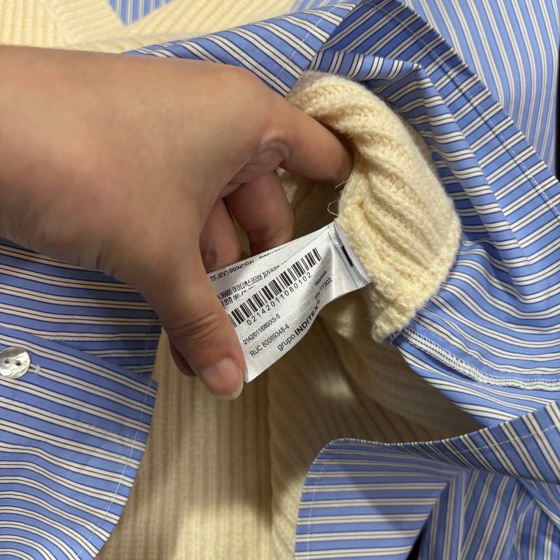 우먼FREE 자라 니트 레이어드 스트라이프 셔츠 상품이미지4