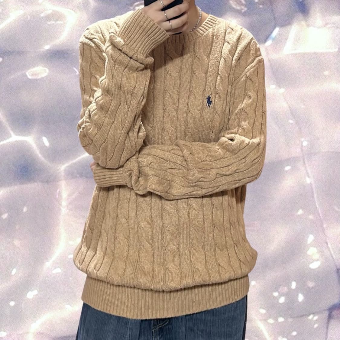 폴로 랄프로렌 신형 꽈배기 니트 카멜 브라운 L 상품이미지2