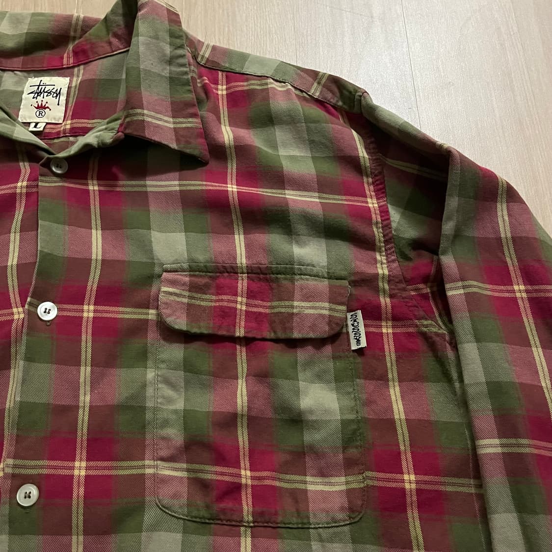 [L] 90s 빈티지 올드 스투시 체크 셔츠 상품이미지4