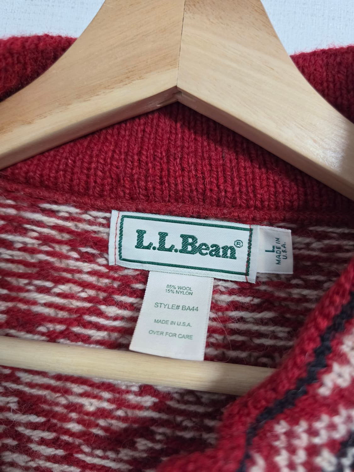 80-90년대 미국 생산 엘엘빈 노르딕 니트 가디건 L 상품이미지2