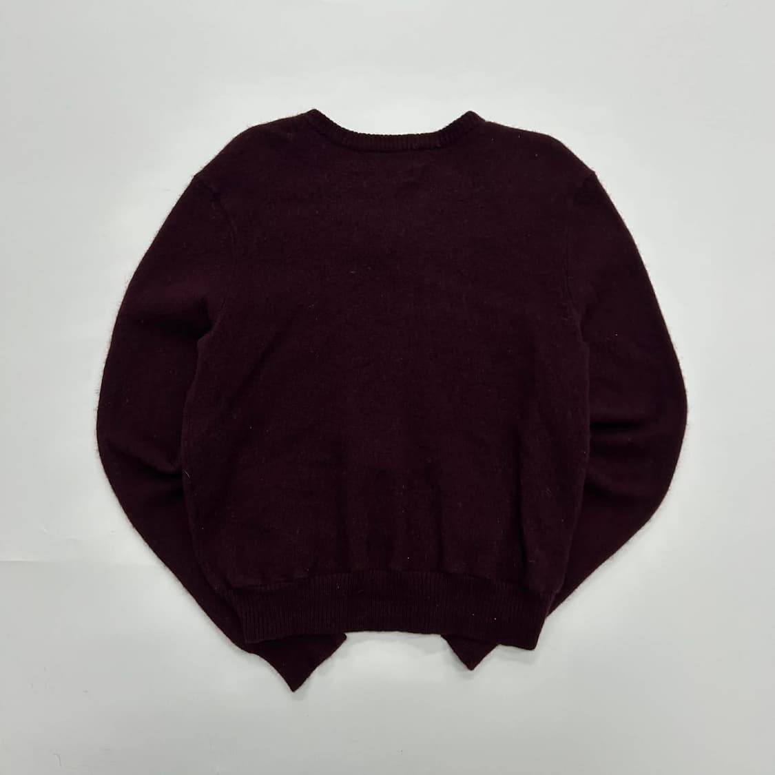 폴로 랄프로렌 버건디 램스울 100% 브이넥 걸즈 니트(M) 상품이미지3