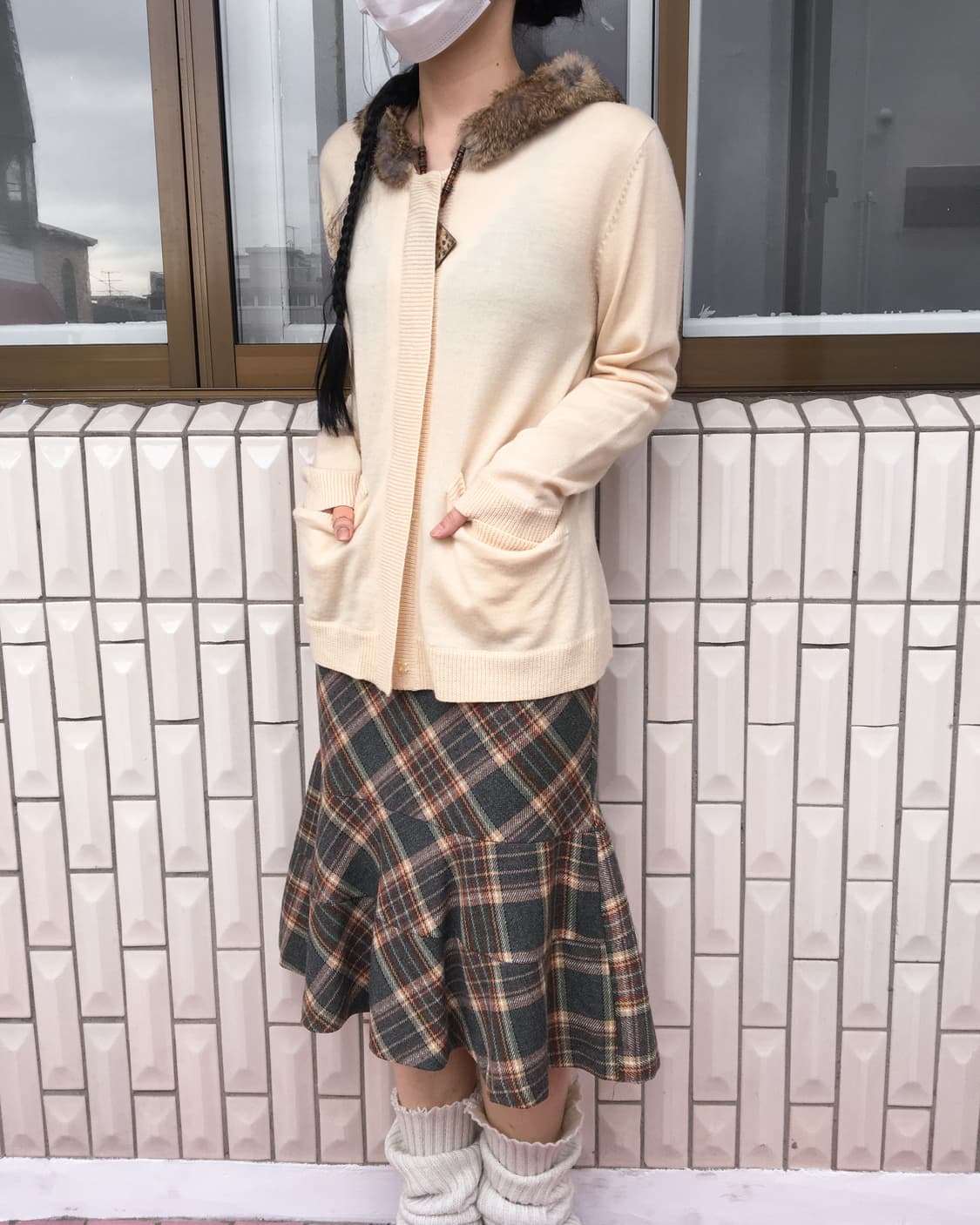Woolen check pattern skirt 상품이미지4