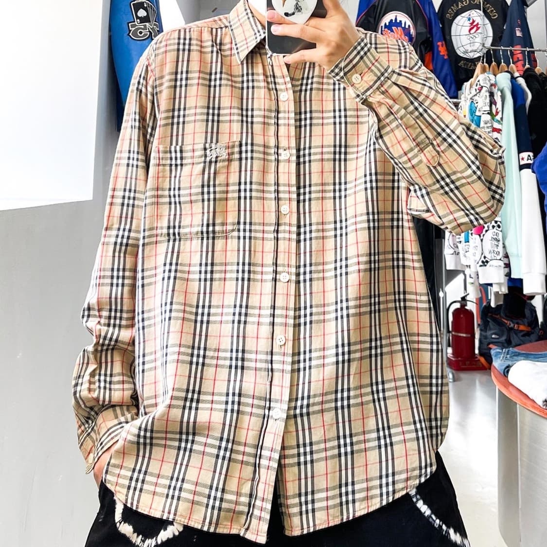버버리 90s 베이지 노바 체크 셔츠 상품이미지1