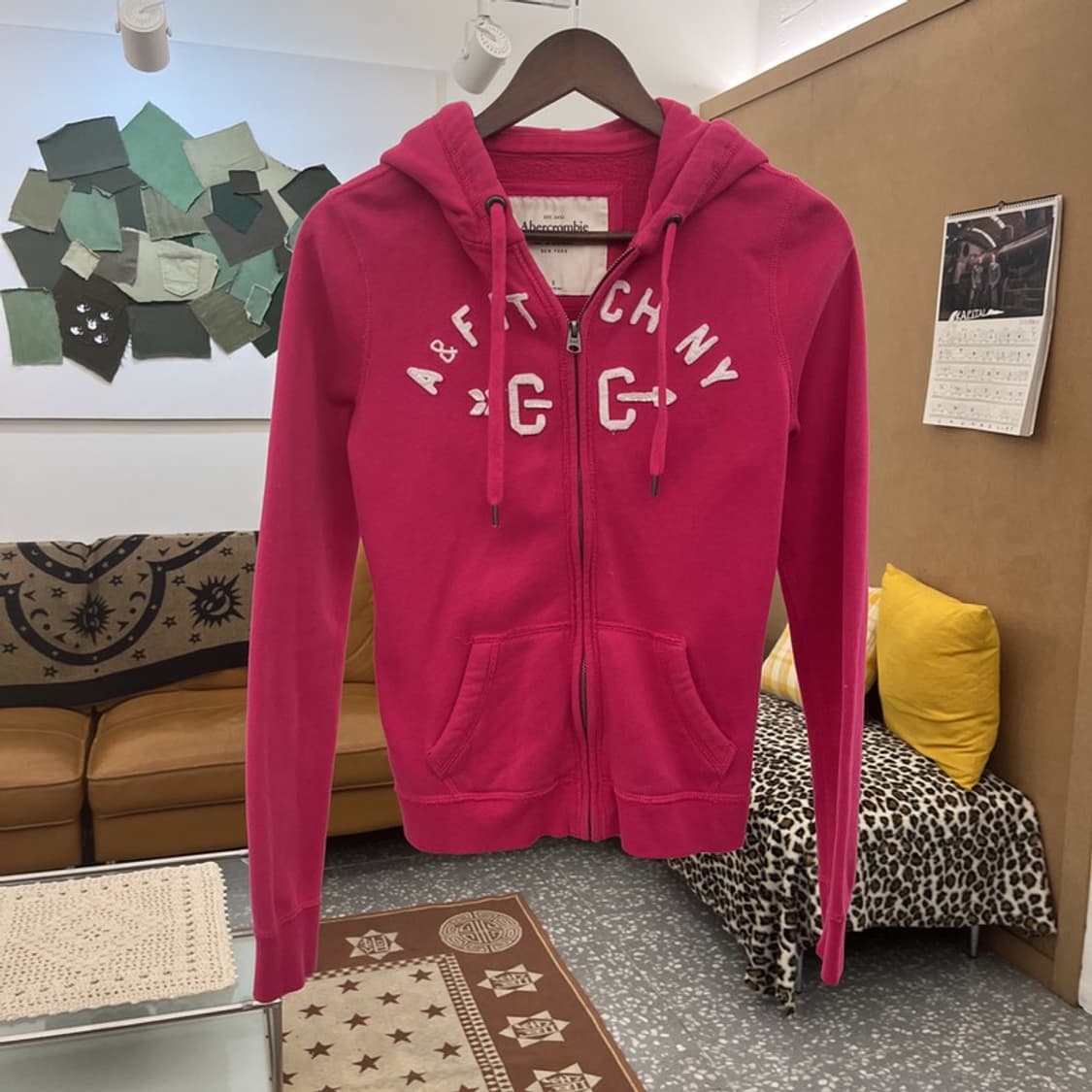아베크롬비 Y2K 00's 키치 갸루 핫핑크 후드집업 S C09973 상품이미지2