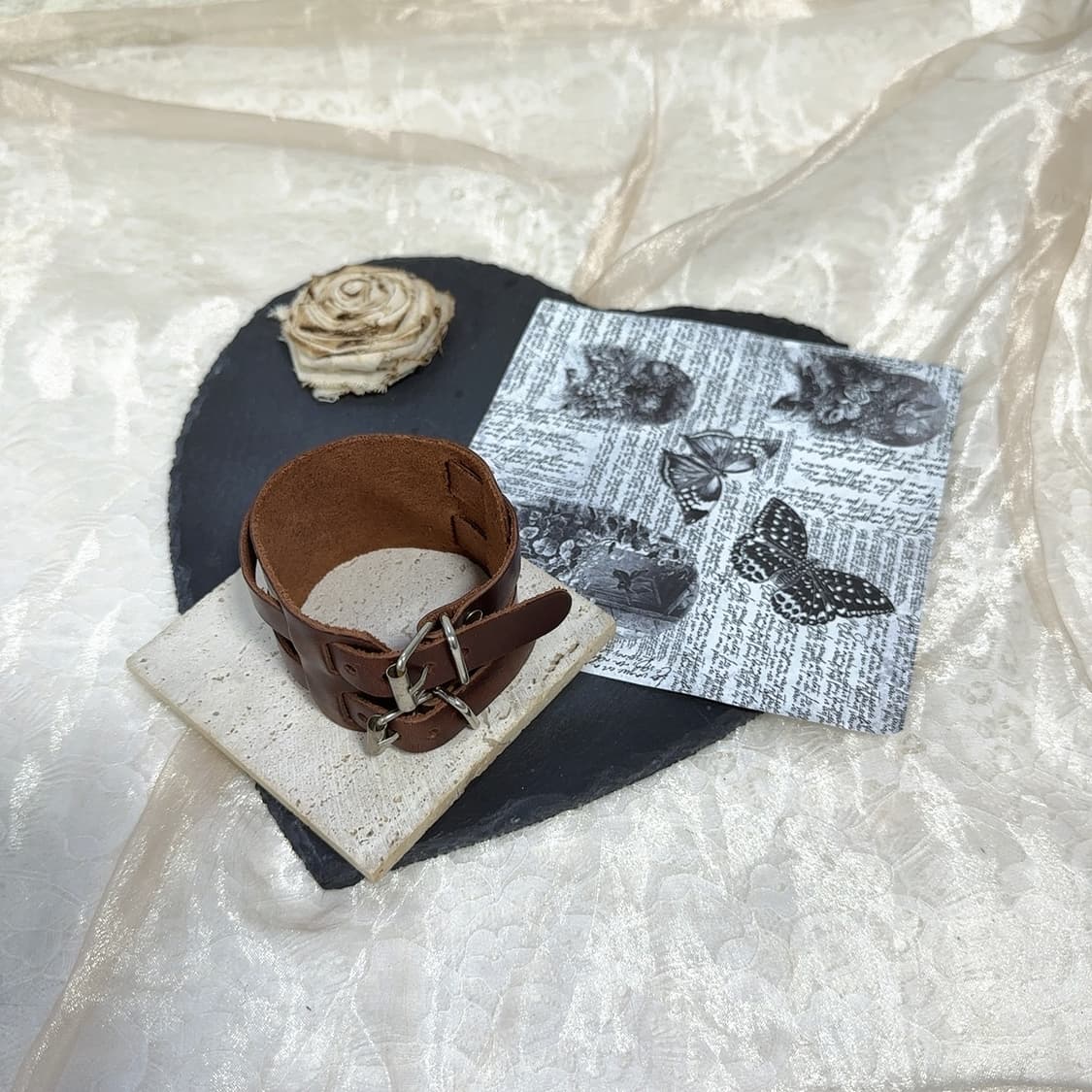 빈티지 와인 브라운 쇠가죽 팔찌 상품이미지3