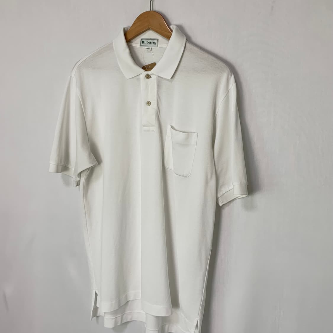 버버리 빈티지 화이트 반팔 포켓 피케 폴로티 카라 티셔츠 상품이미지2