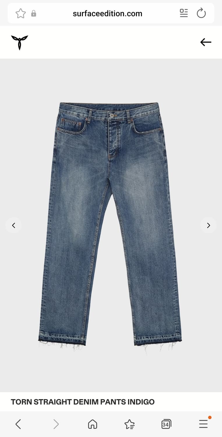 서피스에디션 TORN STRAIGHT DENIM PANTS INDIGO 상품이미지2