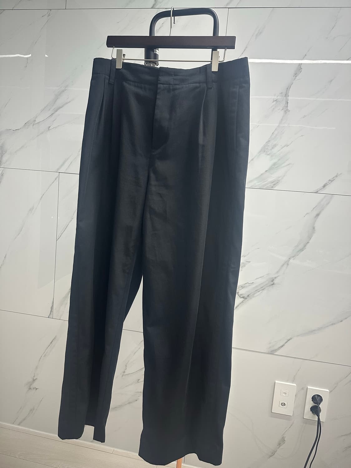 COS 코스 플리티드 와이드 레그 트라우저 팬츠 블랙 48(31-32) 상품이미지2