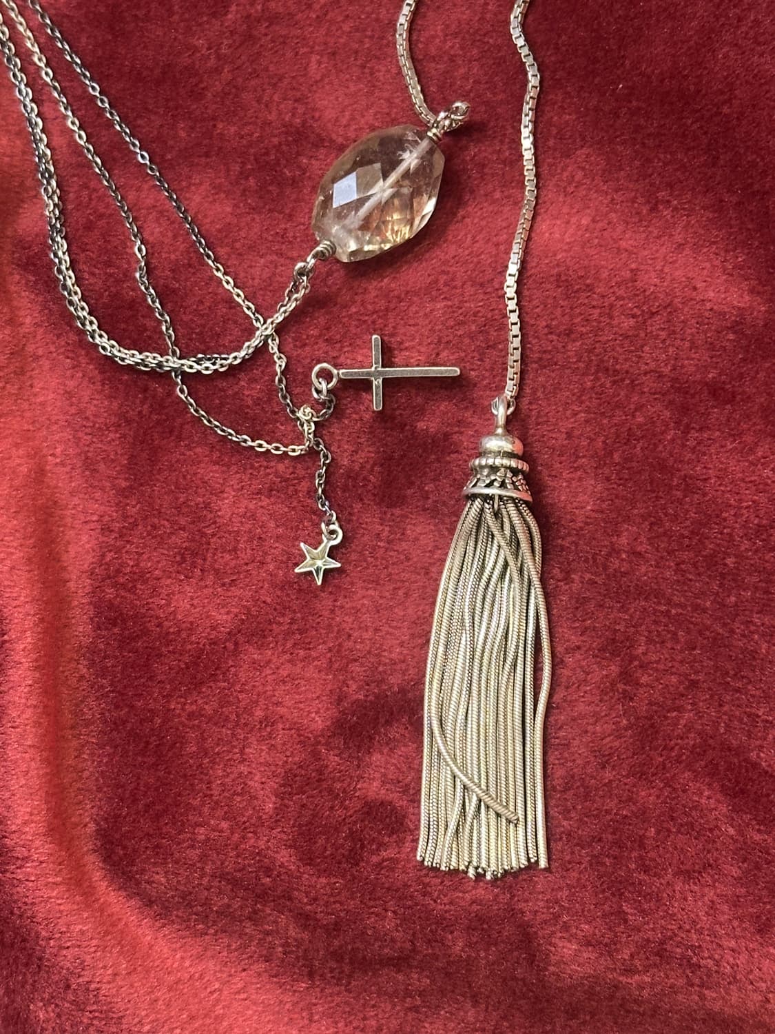 Vintage smoky quartz tassel 925silver ne 상품이미지1