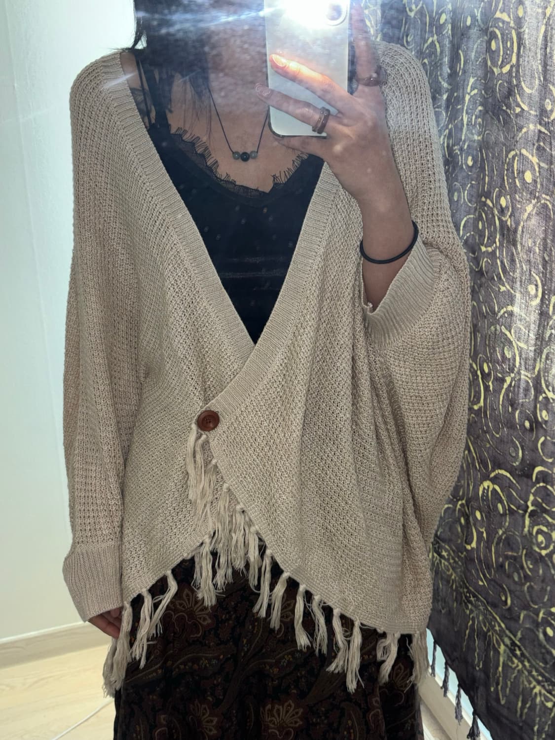 여리핏 우드버튼 아이보리 숄가디건  상품이미지2