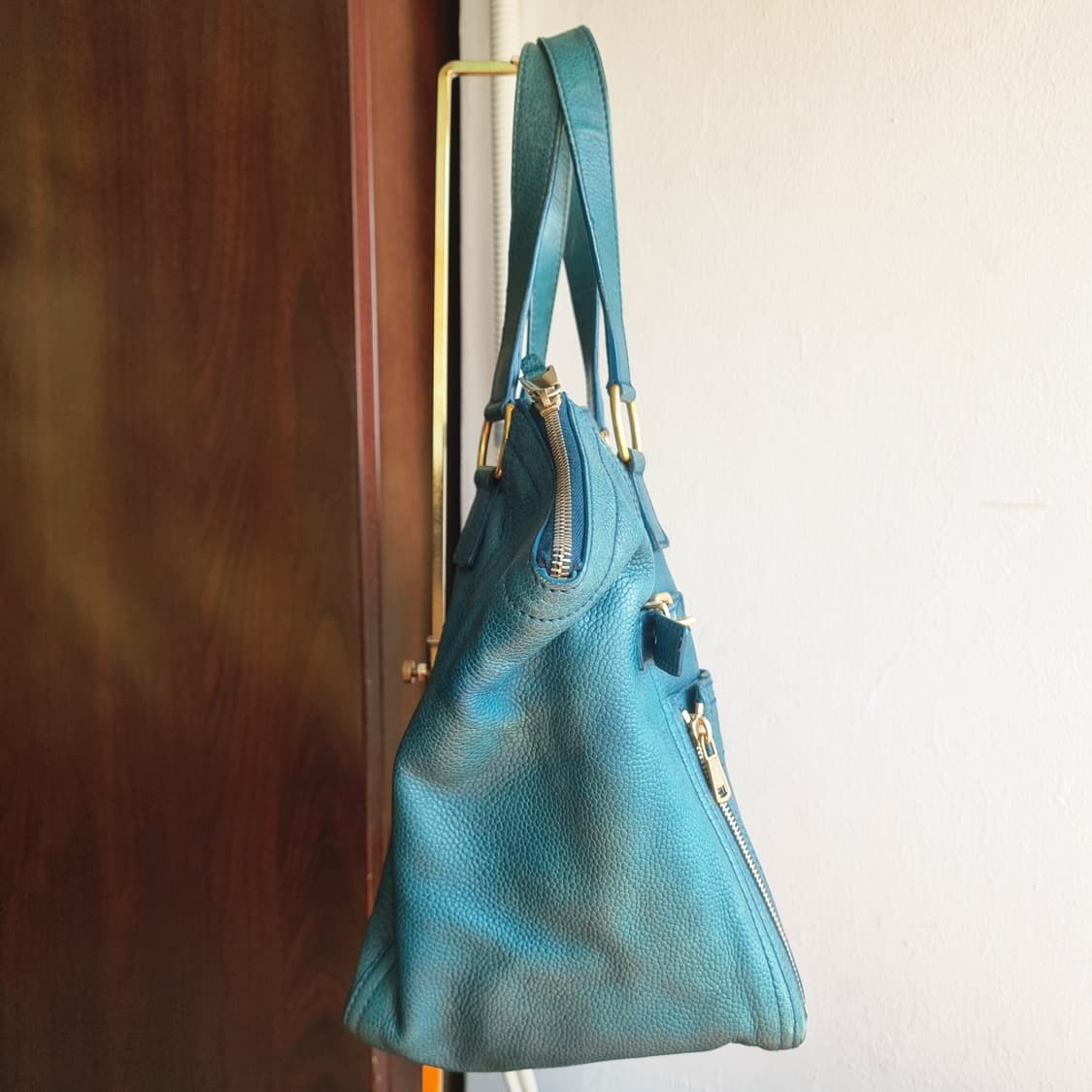 입생로랑 레더 가죽 핸드백 숄더백 토트백 가방 /에메랄드그린레더 상품이미지2