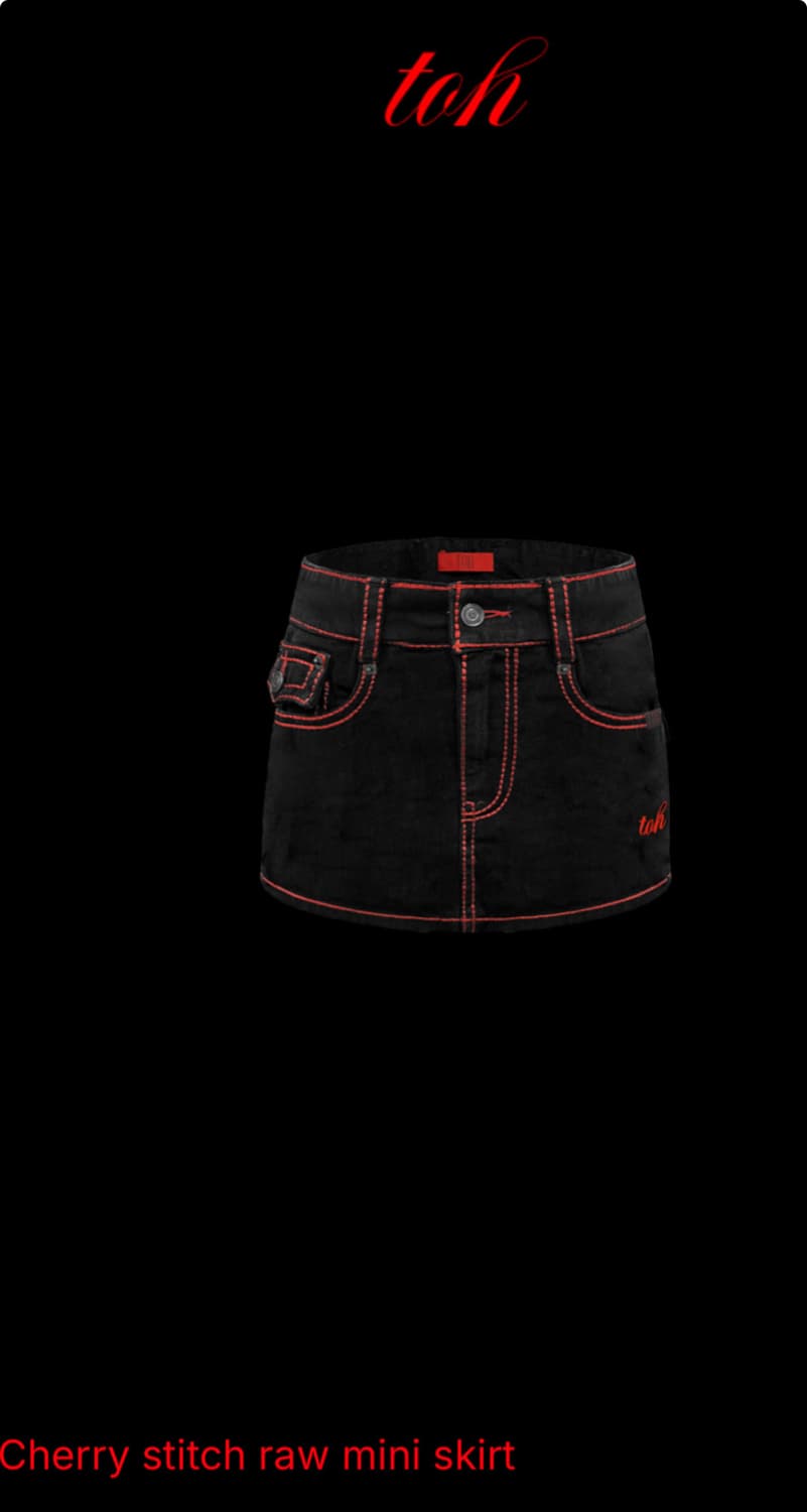toh 체리 스티치 로우 미니 스커트 블랙 2 상품이미지3
