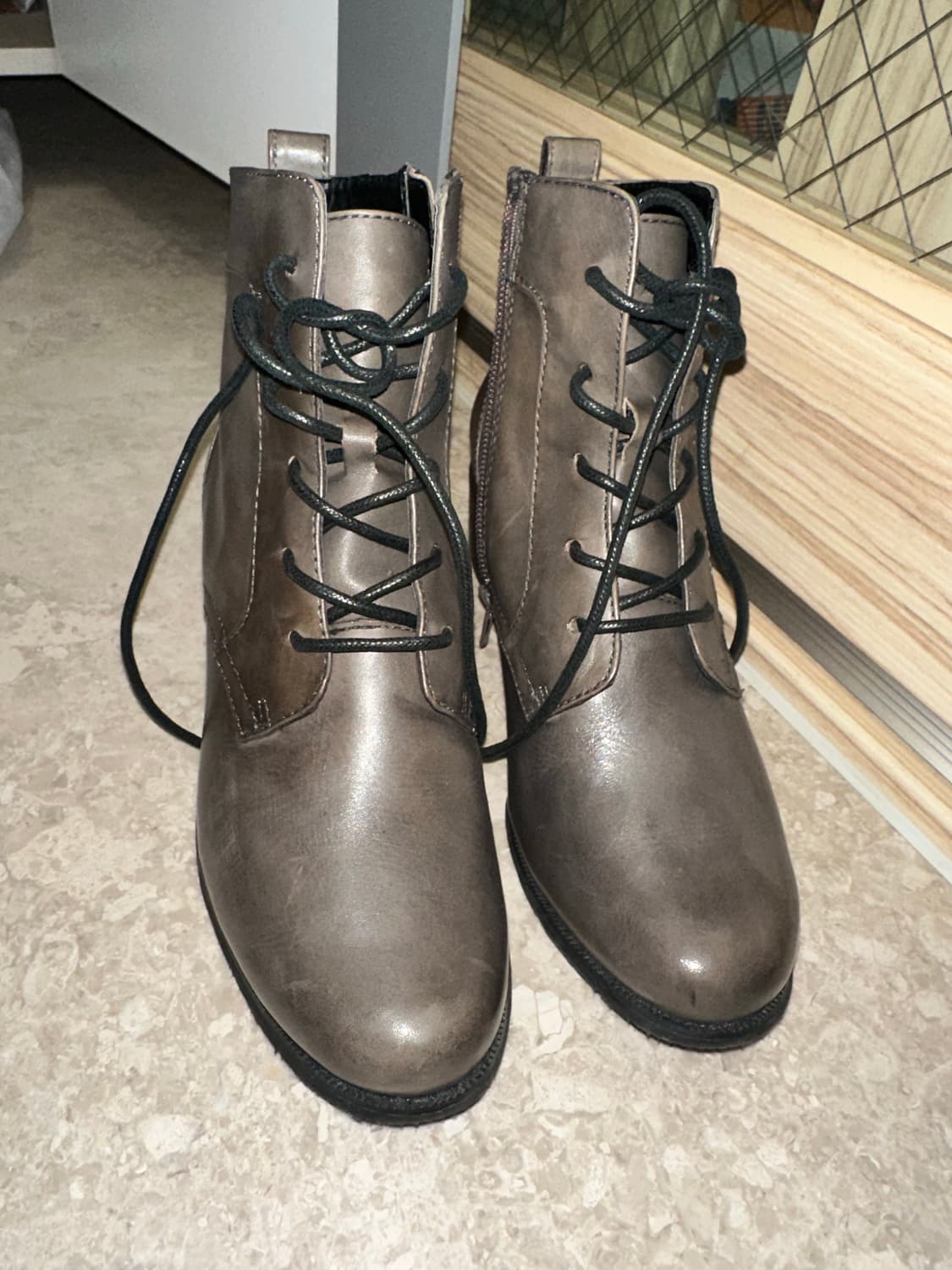 일본빈티지 브라운 레이스업 가죽 워커부츠 오네갸루 그런지페어리 상품이미지1