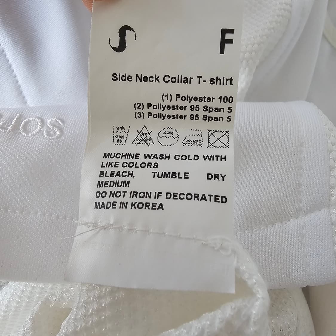 1회착. 오호스 Ojos 사이드 넥 카라티 반팔 티셔츠 화이트  상품이미지9