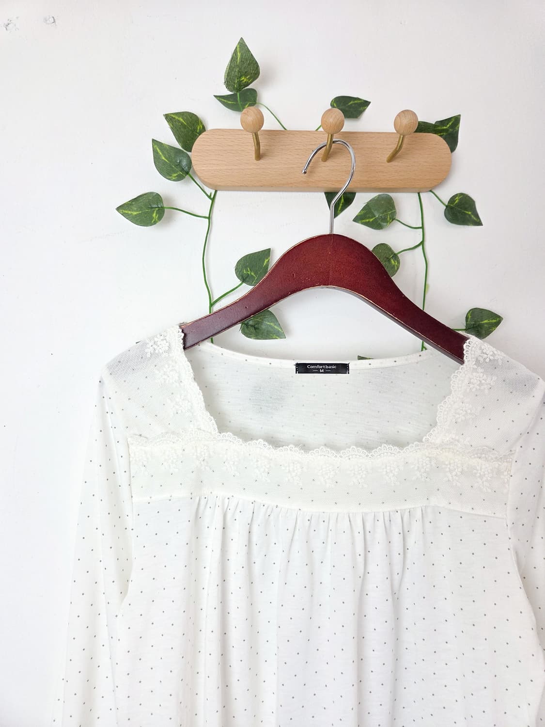 comfort basic 스퀘어넥 도트 슬리브 상품이미지2