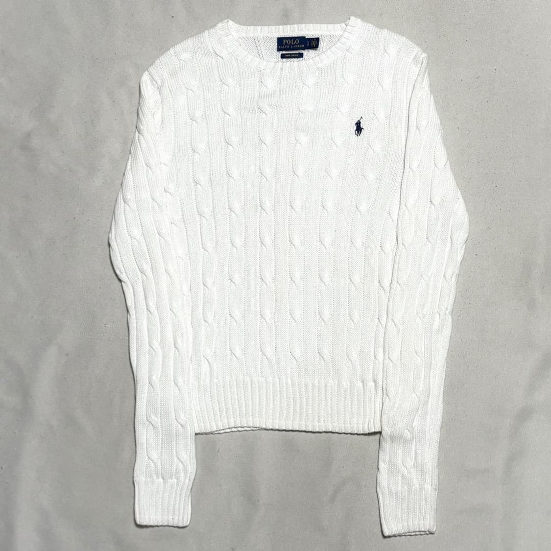 L 폴로랄프로렌 피마코튼 화이트 케이블 니트 상품이미지2