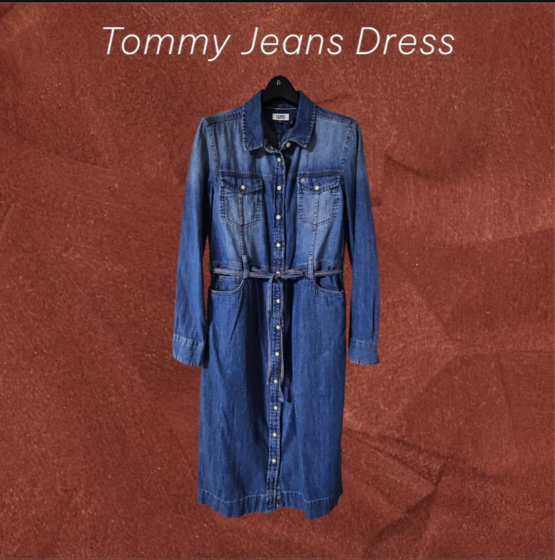 Tommy Jeans 블루 버튼 장식 벨티드 데님 미디원피스 S 상품이미지1