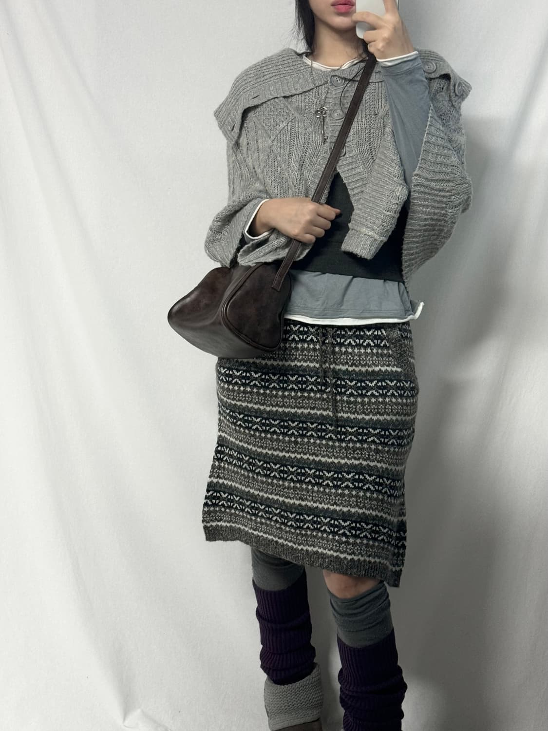 와이드 넥 하프 슬리브 니트 상품이미지5