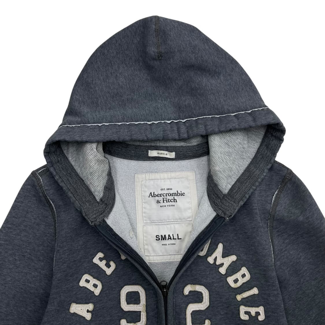 아베크롬비 센터로고 그레이 후드집업 S 상품이미지5