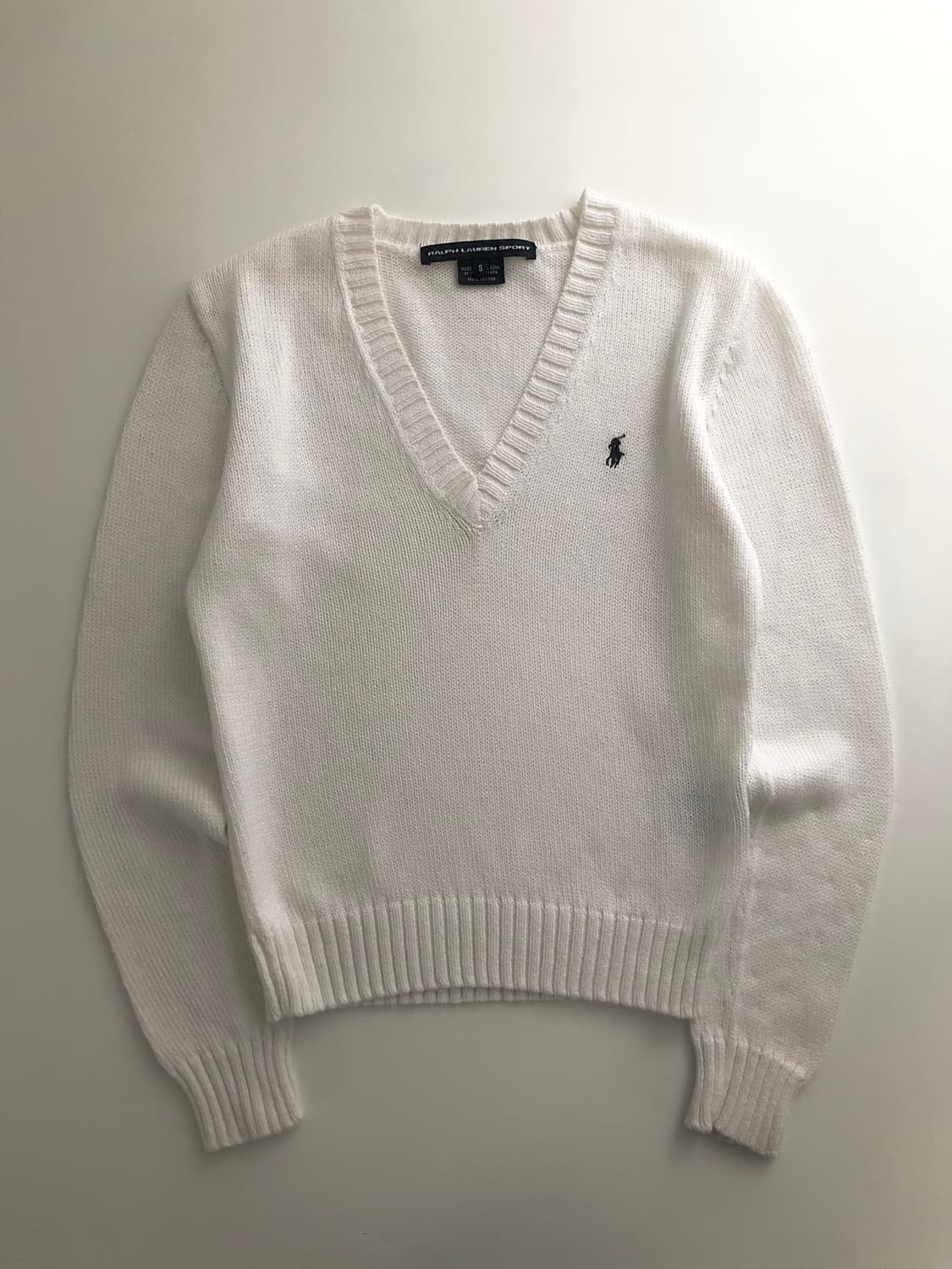 Polo 랄프로렌 우먼 화이트컬러 코튼 브이넥 니트 상품이미지3