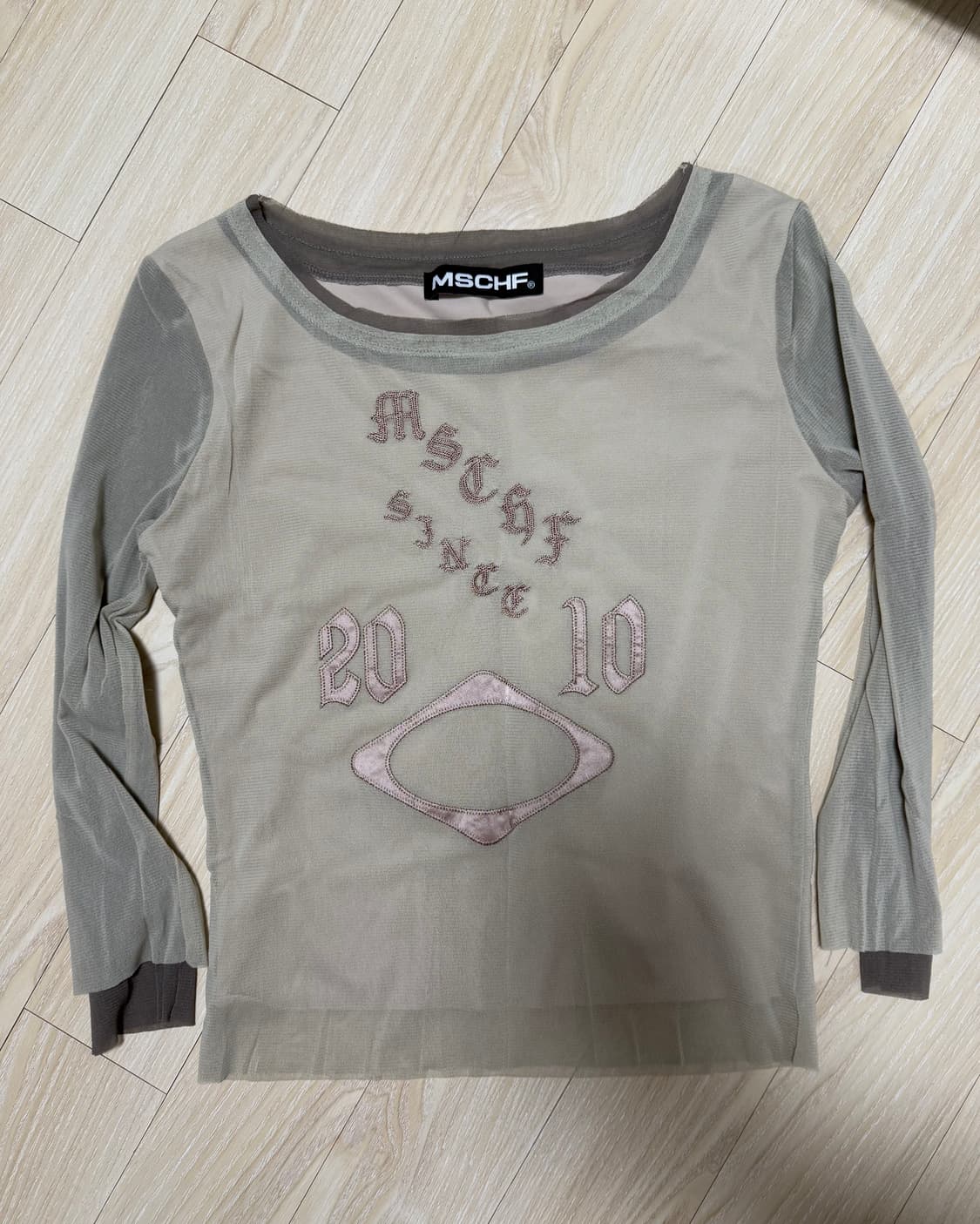 미스치프 보트넥 메쉬탑 베이지 M 상품이미지2