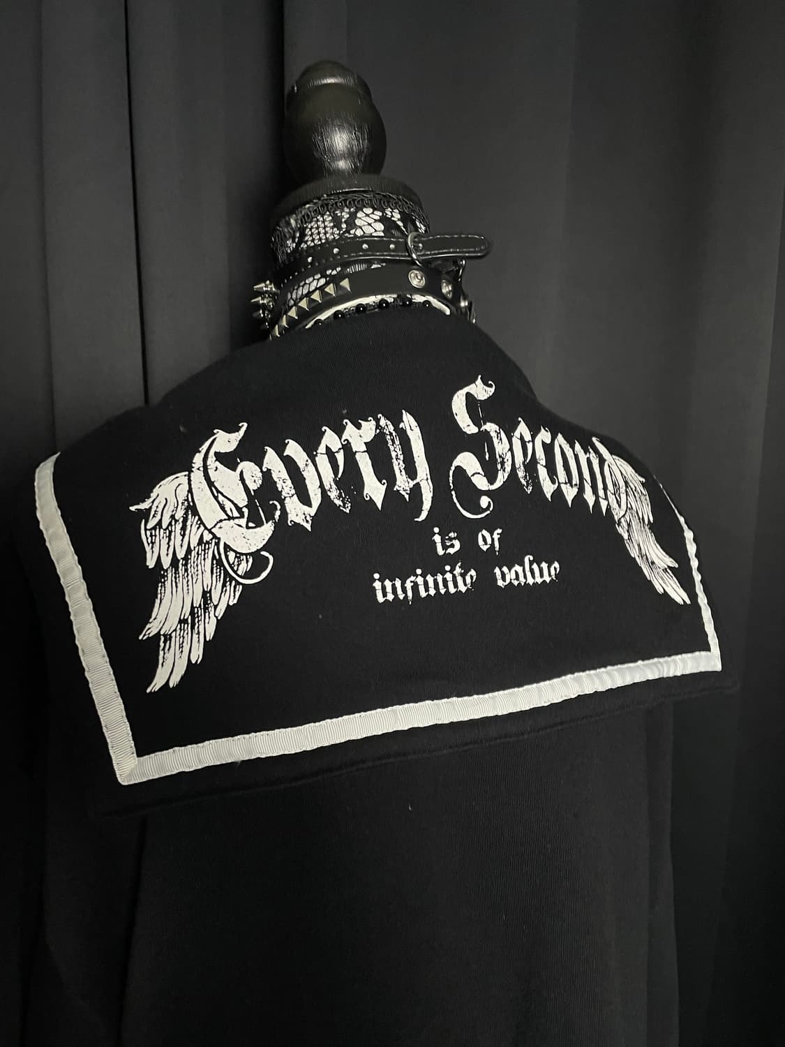 JPN 펑크 세일러 카라 천사 블랙 후드집업 상품이미지5