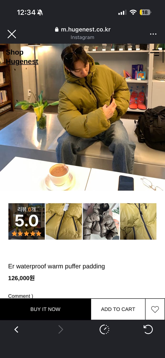 휴즈네스트 패딩 블랙 free 상품이미지4