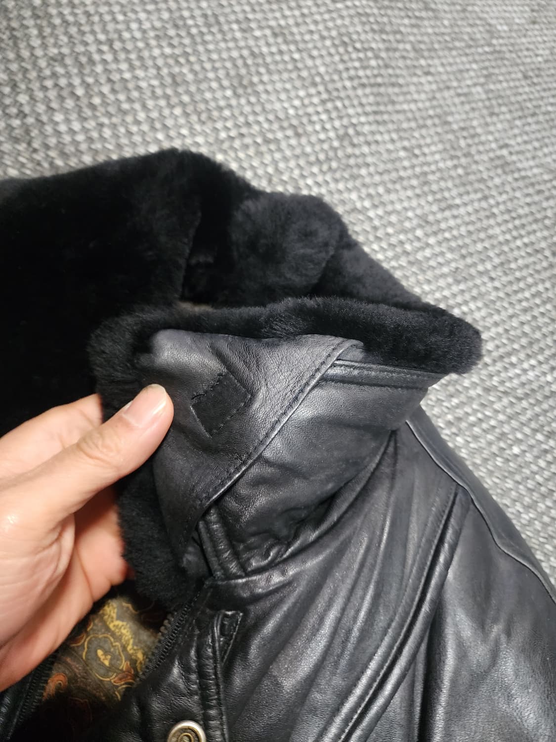 빈티지 블랙 양가죽 무스탕 자켓    XL사이즈  상품이미지8