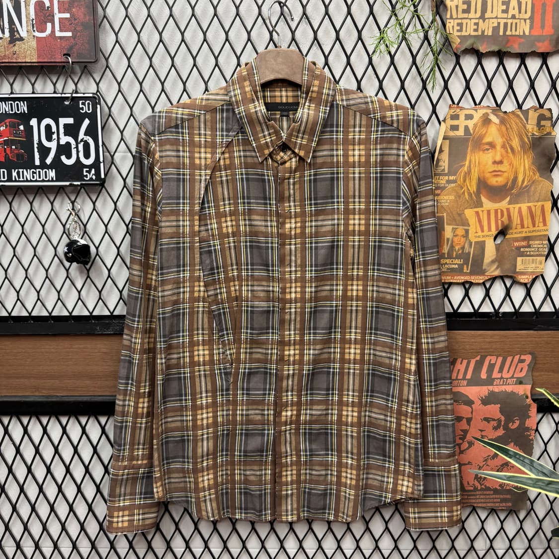 00s 솔리드옴므 타탄 체크 패턴 셔츠 브라운 상품이미지1