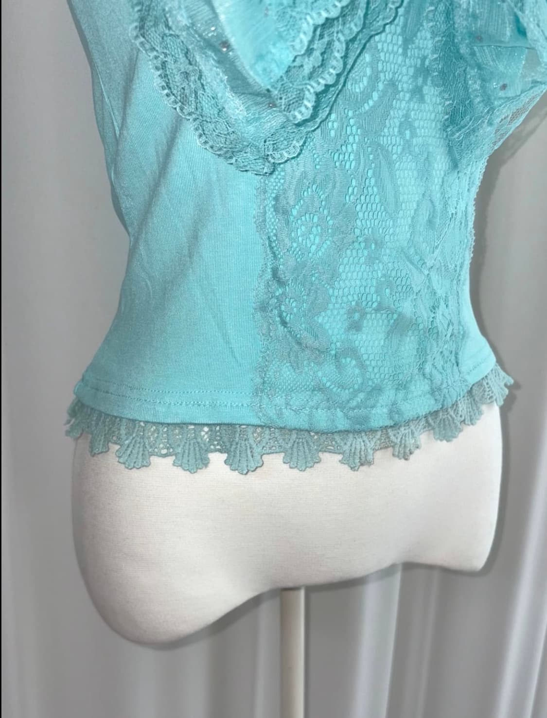 민트 레이스 프릴 빈티지 로맨틱 나시 일본 히메 갸루 st 상품이미지4